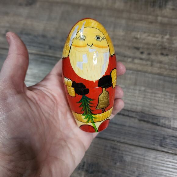 Vintage Santa wooden Nesting Dolls see pics for wear E - Picture 6 of 16